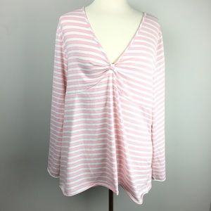 Cacique pink Grey Stripped Pajama Top Size 22/24